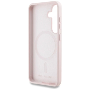 Samsung Galaxy S25 Plus Hülle Pink Karl Lagerfeld Silikon Doppelköpfe und Kreis MagSafe