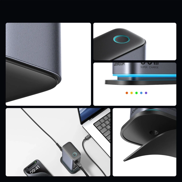 Wieloportowa ładowarka Joyroom 65W GaN, 4x USB-C, 2x USB-A, ciemnoszara