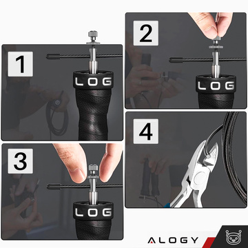 Verstellbares Boxseil Crossfit Fitness Alogy Sport mit austauschbaren Gliedern 300 cm Lager bequem Schwarz
