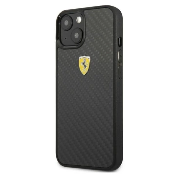 Ferrari iPhone 13 mini 5.4" Hülle schwarz/schwarz Hardcase On Track Real Carbon