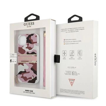 Guess GUHCP13SKCABPI iPhone 13 mini 5,4" różowy/pink Hardcase Camo Strap Collection