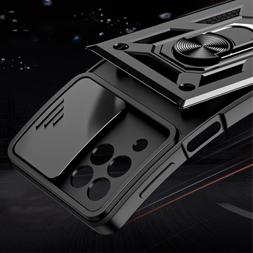 Pancerne etui z osłoną aparatu Alogy Camshield Stand Ring do Samsung Galaxy M53 5G czarne + Szkło