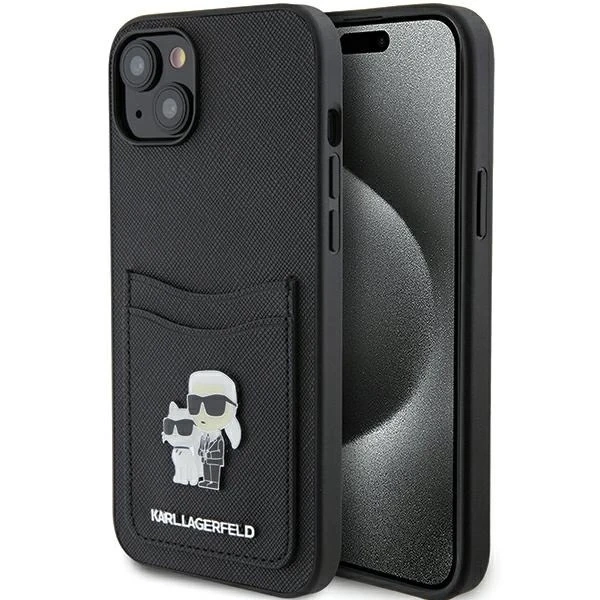 Etui Karl Lagerfeld KLHCP15SSAPKCNPK für iPhone 15 6,1" czarny/schwarz Hardcase Saffiano Cardslot Karl