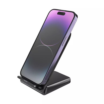 Induktives Ladegerät Qi Wireless Charger 15W Telefonständer Schwarz