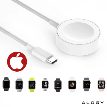 Alogy magnetisches QI induktives Ladekabel für Apple Watch USB-C Typ C 100cm 1M Weiß