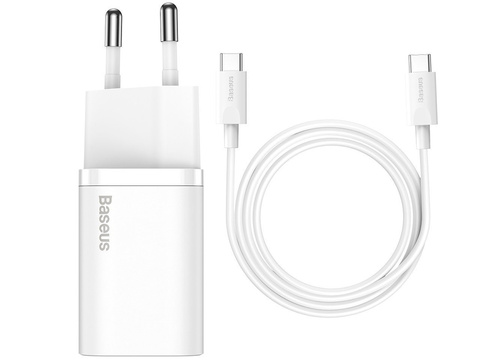 Baseus USB-C PD 25W Wandladekabel für USB-C Weiß