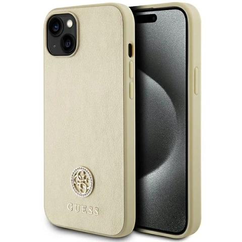 Etui Guess GUHCP15SPS4DGPD für iPhone 15 6,1" złoty/gold hardcase Leder 4G Metall Logo Strass