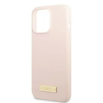 Etui Guess GUHMP13XSPLP für Apple iPhone 13 Pro Max 6,7" różowy/pink Hartschale Silikon Logo Plate MagSafe