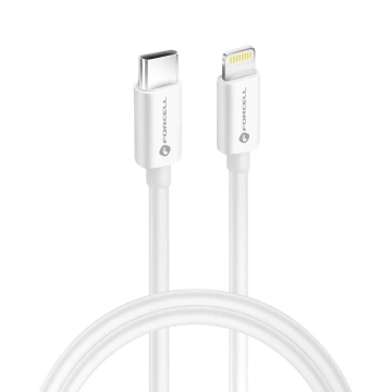 Kabel USB-C do Lightning 1m Forcell MFi Apple PD 30W CarPlay Biały