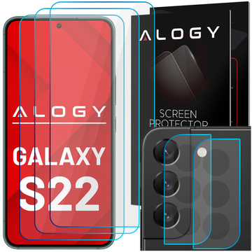 Szkło hartowane 9H 3x na ekran + 2x na obiektyw kamerę Alogy Glass Pack do Galaxy S22