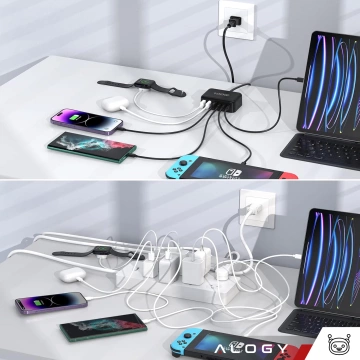 HUB-Splitter Alogy-Adapter für Computer-Laptop mit USB-C auf 3x USB-A 2.0 1x USB-A 3.0 Grau