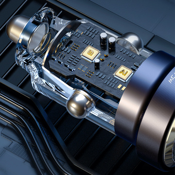 CC45W USB Autoladegerät USB-C Typ C 2-Port Autoladegerät PowerDelivery PD 45W QuickCharge QC 3.0 Schwarz