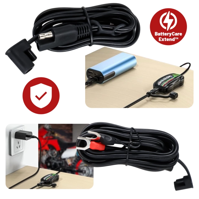 Ładowarka do Akumulatorów Motocyklowych Kewig B12 – Prostownik Mini z Podłączeniem do Akumulatora, USB-C z Gniazdka lub Powerbanku, Inteligentna z Zabezpieczeniami