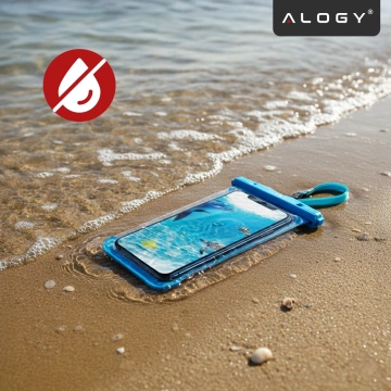 Alogy HydroShield™ Universal IPX8 wasserdichte Hülle für Smartphones bis 6,5 Zoll – Wasserdichter Schutz für Strand, Pool und Kajak, Touchscreen-Bedienung und Tragegurt – Blau