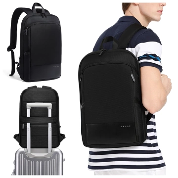 Bange Wasserdichter Rucksack für Laptops bis 15,6 Zoll, 43 x 31 x 7 cm, ideal für Stadt, Reisen, Arbeit und Flugreisen, für Damen und Herren, Schwarz