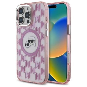 Karl Lagerfeld Hülle für iPhone 16 Pro Max 6,9" Rosa MagSafe IML Monogramm Karl