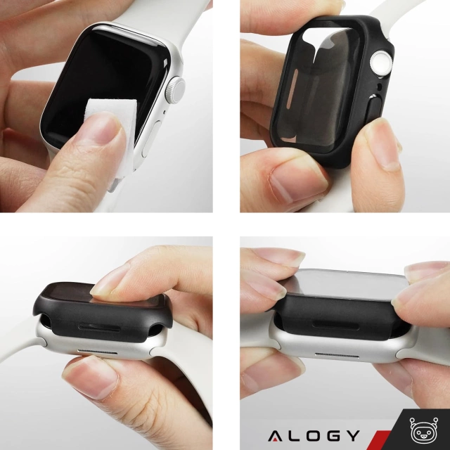 Obudowa ochronna z szkłem Alogy Protector Case 2w1 nakładka etui do Apple Watch 10 42mm Czarna
