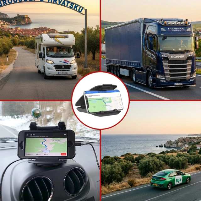 Uchwyt samochodowy na telefon GPS do 6.5" – montaż na kokpit i deskę rozdzielczą, obrót 360°, stabilny i regulowany – Alogy DriveMount™ Czarny