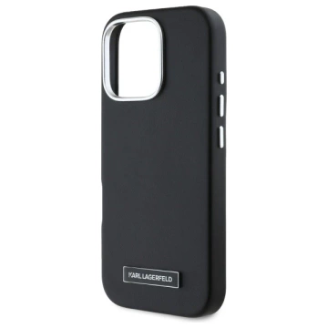 Karl Lagerfeld Hülle für iPhone 16 Pro 6,3" Schwarz MagSafe Hardcase FW Metallplatte