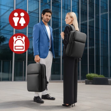 Bange wasserdichter Rucksack für 15,6-Zoll-Laptop, Stadtreisender, 45 x 30 x 16 cm, für Arbeit, Flugzeug, Herren, Damen, mit USB-Anschluss Schwarz