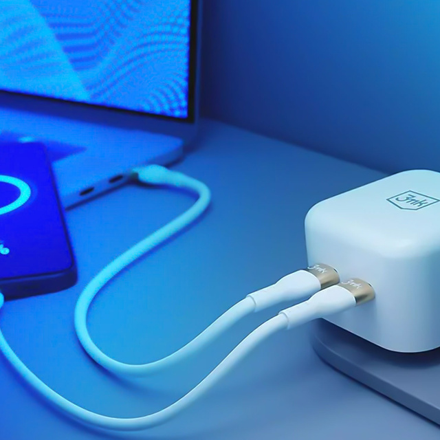 Ładowarka sieciowa uniwersalna kątowa 90° 3mk PD 35W 2x USB-C Type C Hyper Charger biała