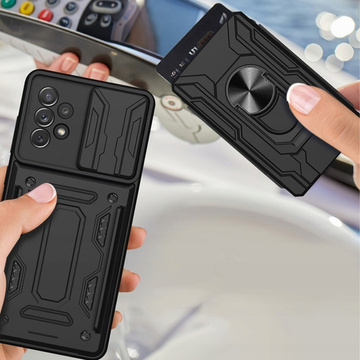 Alogy Camshield Ring Wallet Case mit Kameraabdeckung und Wallet für Samsung Galaxy A53 Black Glass