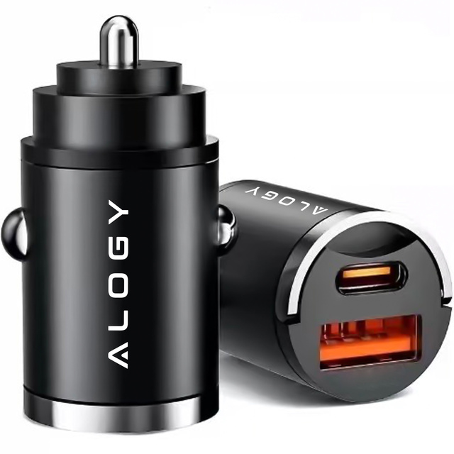 Ładowarka samochodowa USB QC 4.0 + USB-C typ C PD 30W szybka mocna do telefonu Alogy Car czarna