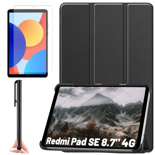 Etui ochronne do Redmi Pad SE 8.7" 4G Alogy Book Cover Case obudowa na tablet Czarne + Szkło i rysik