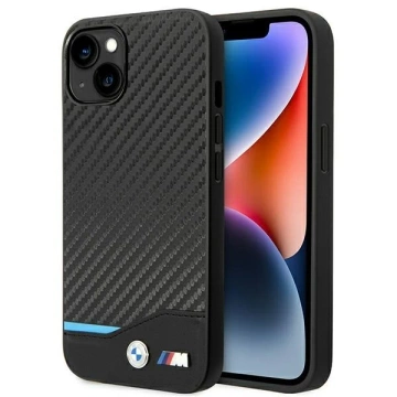BMW BMHCP14M22NBCK Handyhülle für Apple iPhone 14 Plus 6.7" schwarz/schwarz Leder Carbon