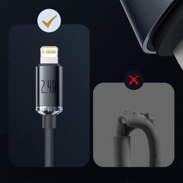 Baseus Crystal Shine Series Kabel USB-Kabel für schnelles Aufladen und Datenübertragung USB Typ A - Lightning 2.4A 2m lila (CAJY000105)