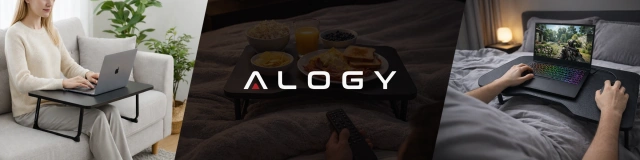 Stolik składany gamingowy 60×40 cm – biurko na laptopa z powierzchnią Carbon, lekki i przenośny, stabilna konstrukcja do domu i grania – Alogy CarbonDesk™ Czarny