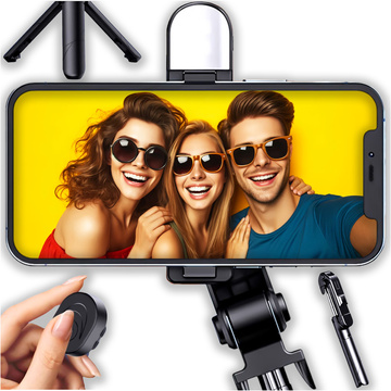 Alogy Holder Wireless Selfie Stick Bluetooth faltbares Stativ Mini-Telefonstativ mit LED-Lampe