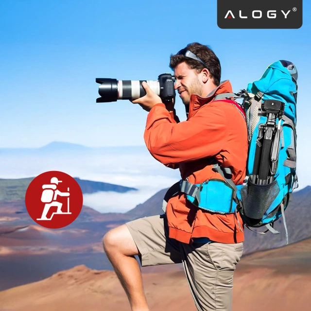 Statyw Fotograficzny Tripod Uniwersalny stojak do Kamer 1/4 uchwyt na telefon aparat 170cm Alogy Czarny