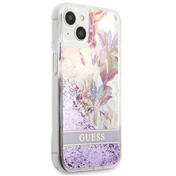 Guess GUHCP13SLFLSU iPhone 13 mini 5,4" fioletowy/purple hardcase Flower Liquid Glitter