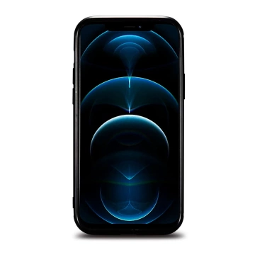 iCarer Leather Oil Wax Hülle mit echtem Leder bezogen für iPhone 12 Pro Max schwarz (ALI1206-BK)