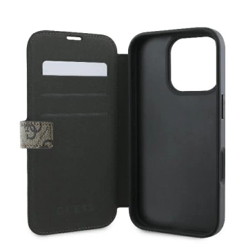 Guess 4G Metal Logo Book Case do iPhone 16 Pro Max – Brown