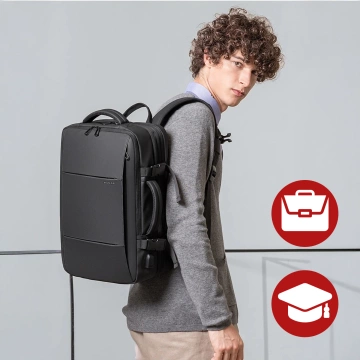 Reiserucksack Bange BackPack Business erweiterbarer Rucksack Geräumige Tasche für 17,3-Zoll-Laptop mit USB-Anschluss Schwarz