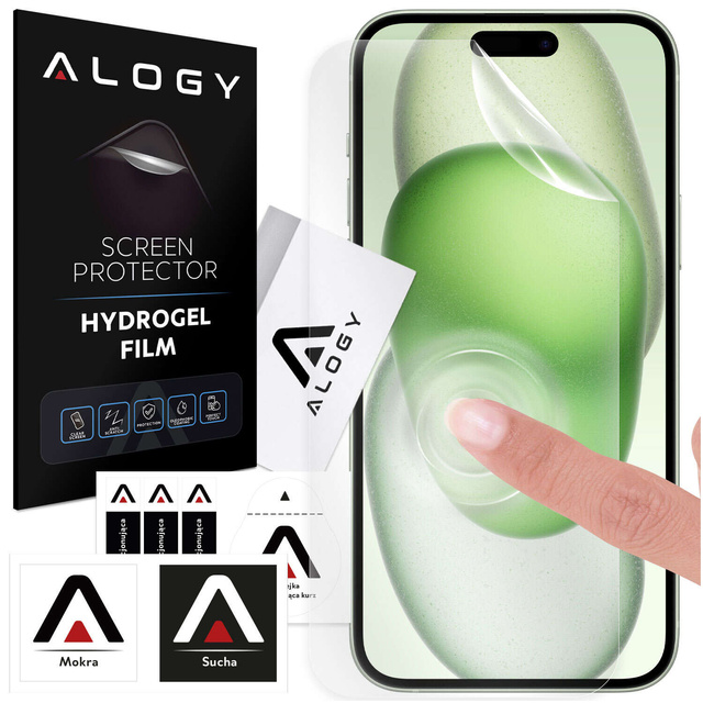 Folia Hydrożelowa do iPhone 15 Plus ochronna na telefon na ekran Alogy Hydrogel Film