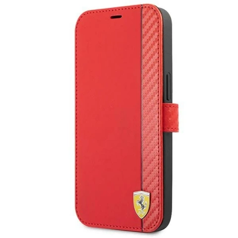 Ferrari iPhone 13 mini 5.4" Handyhülle rot/rotes Buch On Track Carbon Stripe