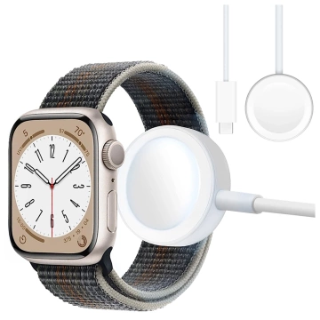 Alogy magnetisches QI induktives Ladekabel für Apple Watch USB-C Typ C 100cm 1M Weiß