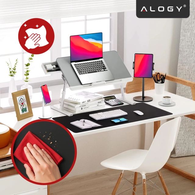 Podkładka na biurko 120×60 cm – antypoślizgowa mata ochronna z eleganckiej ekoskóry PU, pod mysz i klawiaturę, stylowa i trwała – Alogy WorkMat™ Czarna