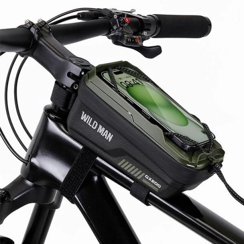 Torba rowerowa na ramę WILDMAN GX200 2L Zielona Uchwyt na telefon