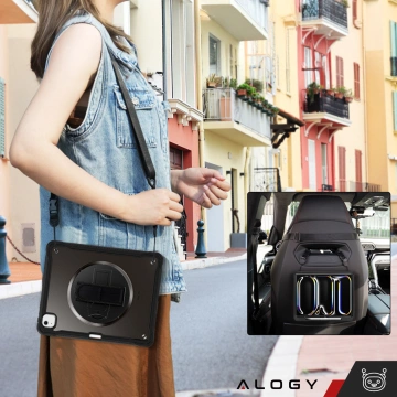 Etui pancerne 360 z miejscem na rysik do Apple iPad Air 11" (2024,2025) / Air 10.9" (2020,2022) / Pro 11 (2018) Alogy Pirate 360 Case obudowa na tablet Czarne