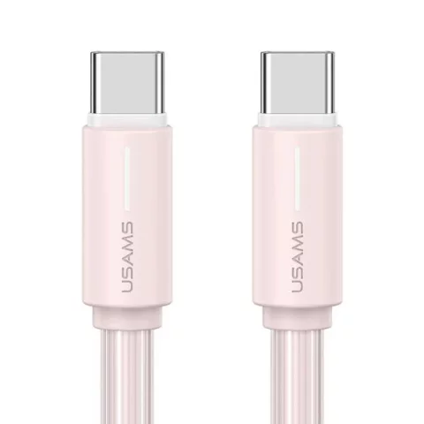 Kabel USAMS SJ734 USB-C do USB-C 1m, 60W, różowy, YU Series, szybki i trwały