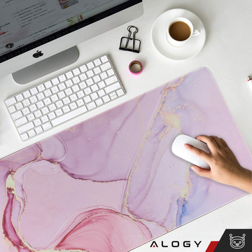 Schreibtischunterlage für Maus und Tastatur. Rutschfeste Gaming-Schutzmatte xxl 88x40 Alogy Marble Pink