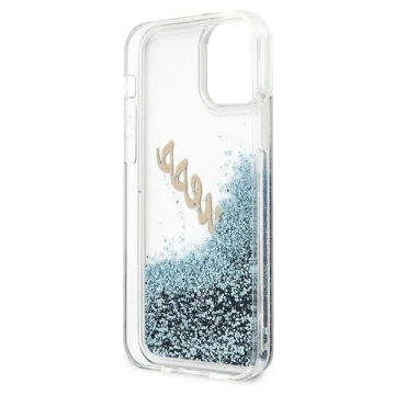 Guess GUHCP12LGLVSBL iPhone 12 Pro Max 6,7" niebieski/blaue Hardcase Glitter Vintage Script
