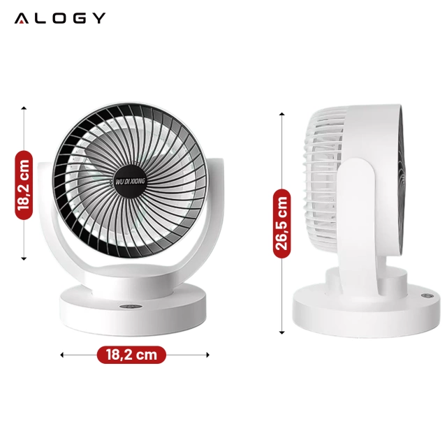 Mały Wentylator Mini wiatrak biurkowy przenośny bezprzewodowy cichy Biały