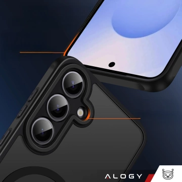 Samsung Galaxy S25 Plus Hülle, Schutzhülle, Alogy Matte HybridMag™️ Hülle für MagSafe, Mattschwarz