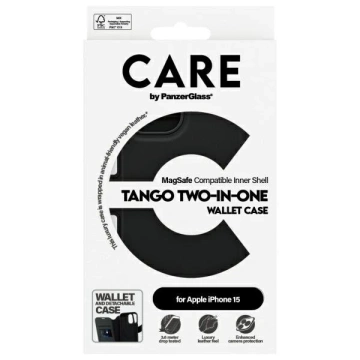 iPhone 15 CARE von PanzerGlass Tango Wallet 2in1 6,1" Schwarz