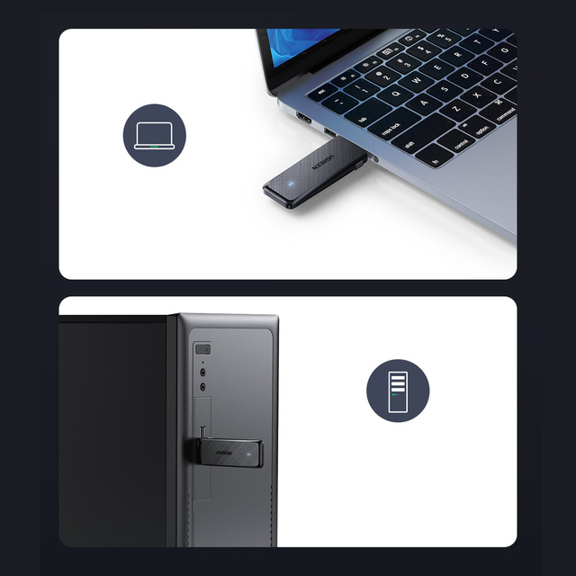 Adapter USB 3.0 zewnętrzna karta sieciowa WiFi UGREEN CM492 Dual-band 2,4/5GHz